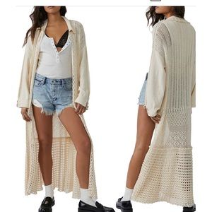 Free People NWOT Sunlight Mixed Stitch Duster